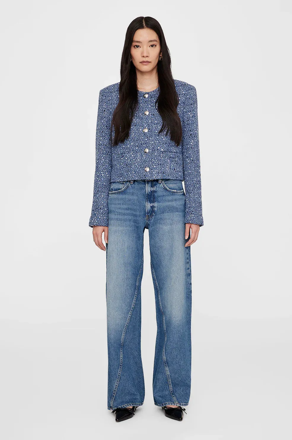 Anine Bing Amber Jacket in Blue Tweed
