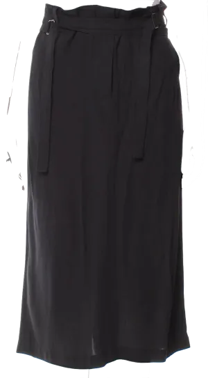 Ann Demeulemeester Belgium. Black Viscose/Wool Blend Midi Length Skirt
