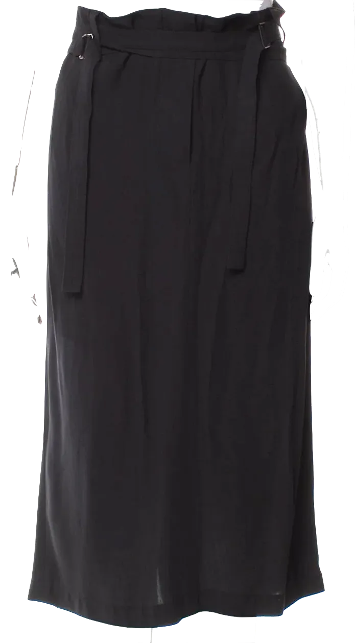Ann Demeulemeester Belgium. Black Viscose/Wool Blend Midi Length Skirt