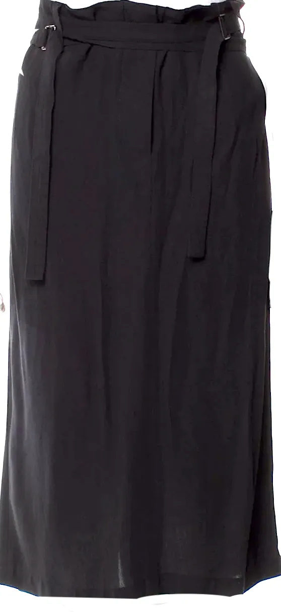 Ann Demeulemeester Belgium. Black Viscose/Wool Blend Midi Length Skirt