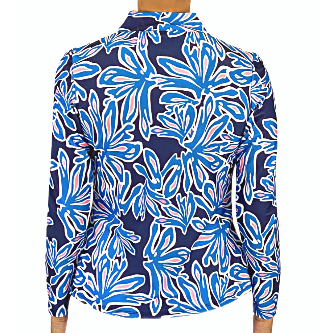 Anna Maria Pullover in Beach Palm Navy and Pink