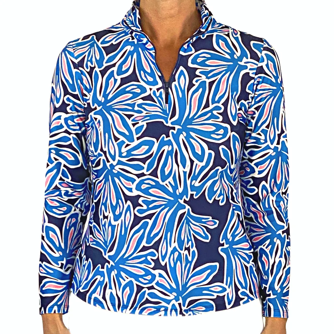Anna Maria Pullover in Beach Palm Navy and Pink