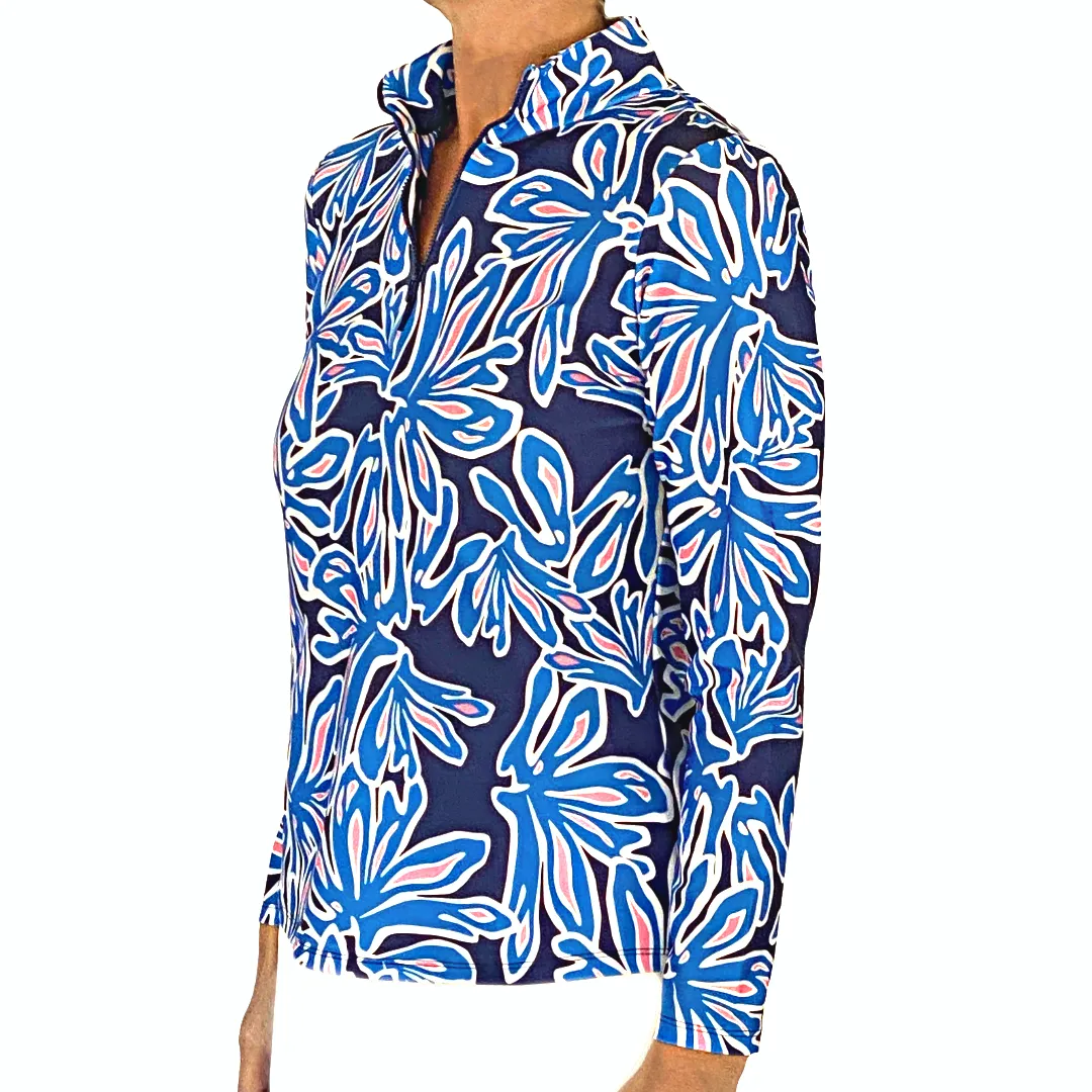 Anna Maria Pullover in Beach Palm Navy and Pink