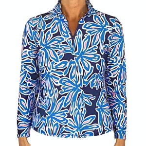 Anna Maria Pullover in Beach Palm Navy and Pink