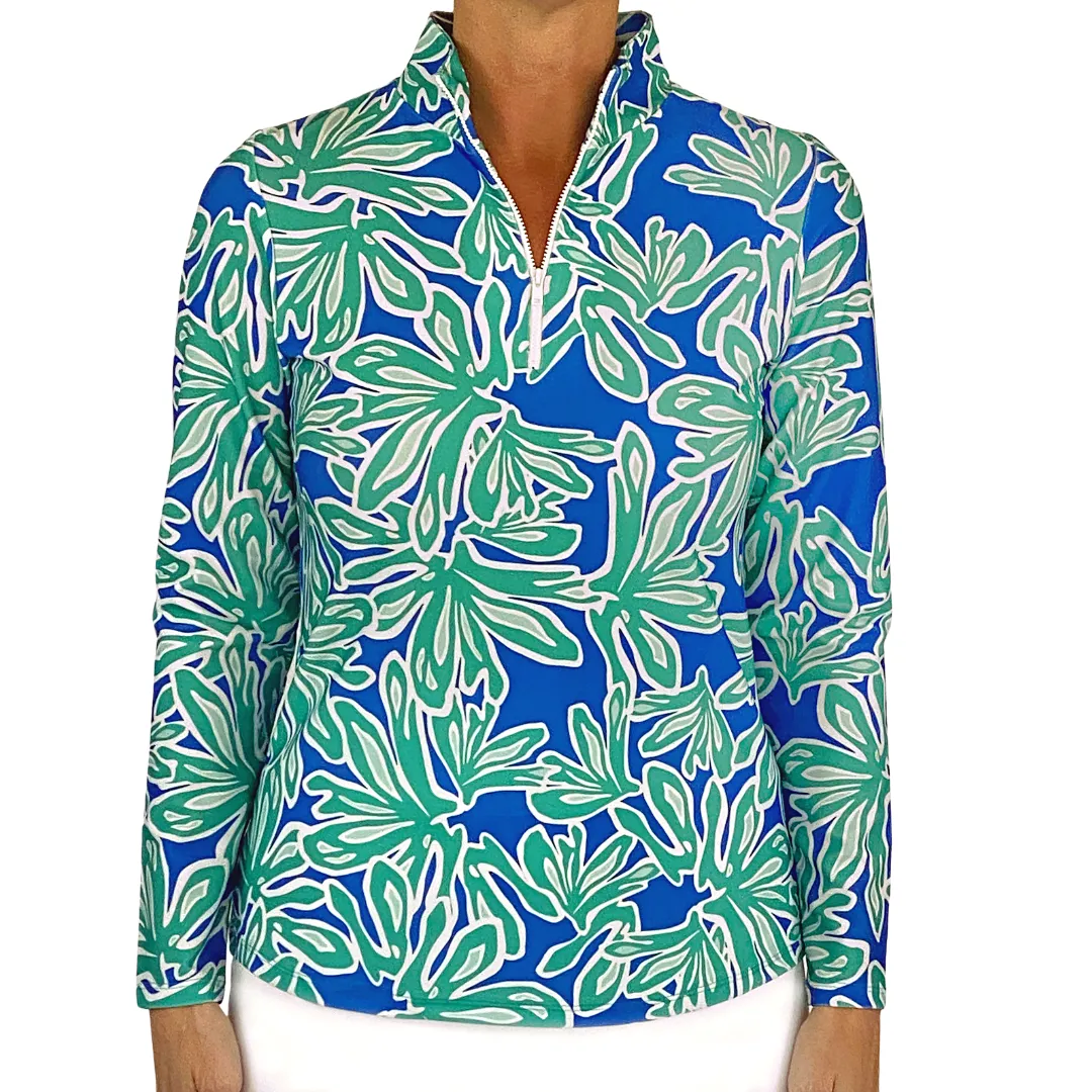 Anna Maria Pullover in Beach Palm Royal Aqua Tides