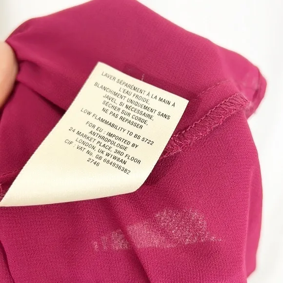 Anthropologie Eloise Pleated Midi Chemise Slip Dress Red Wine Berry Size Small