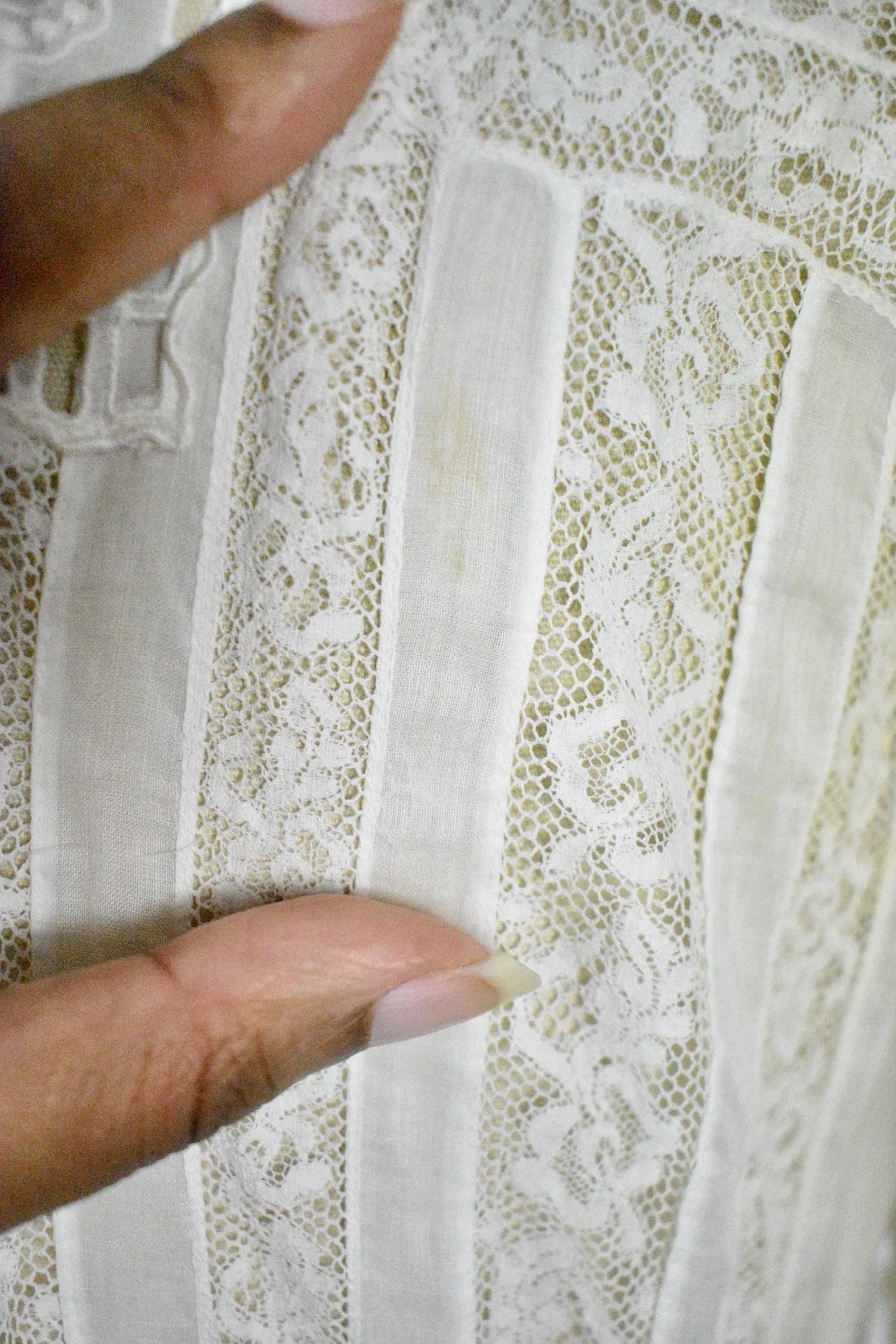 Antique Victorian 1900s White Lace Embroidered Tea Dress