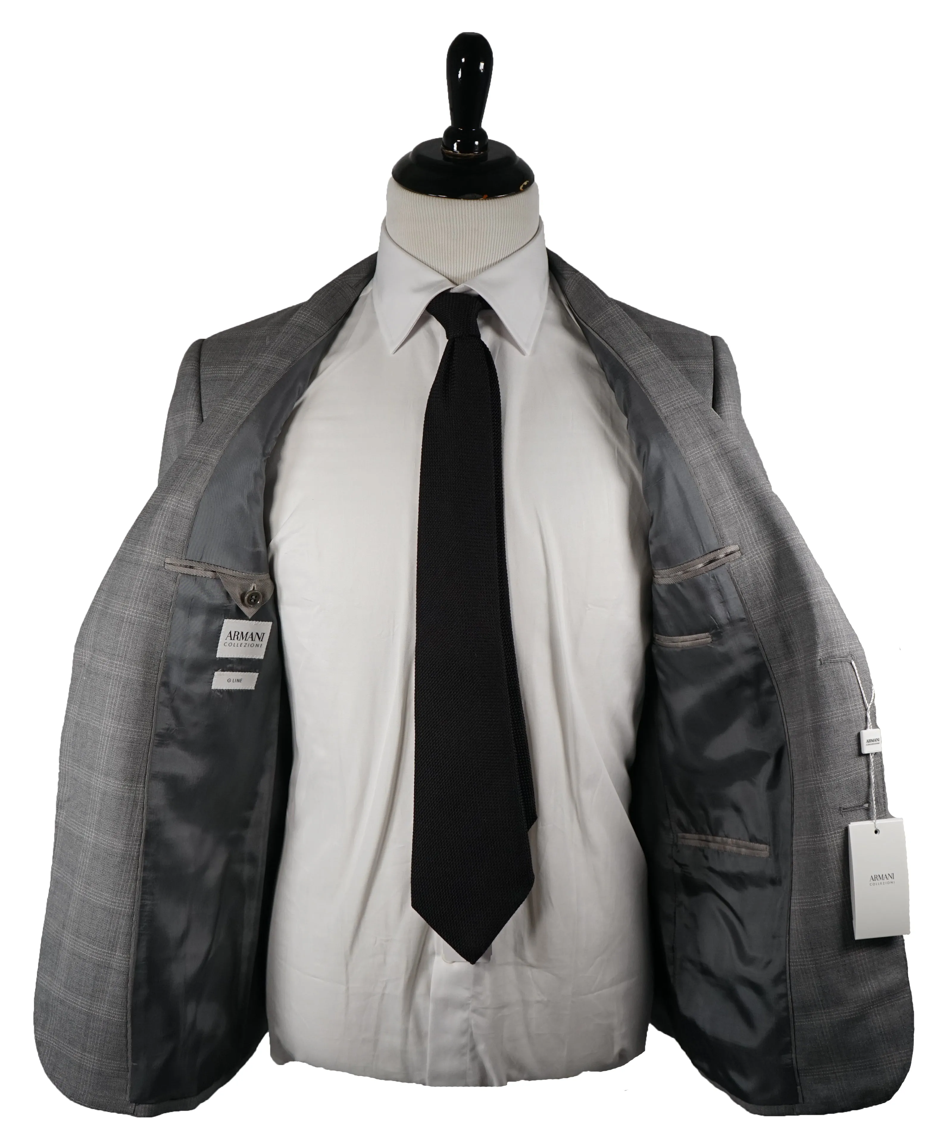 ARMANI COLLEZIONI -Textured Gray Plaid Check “G Line” Wool Suit - 40R