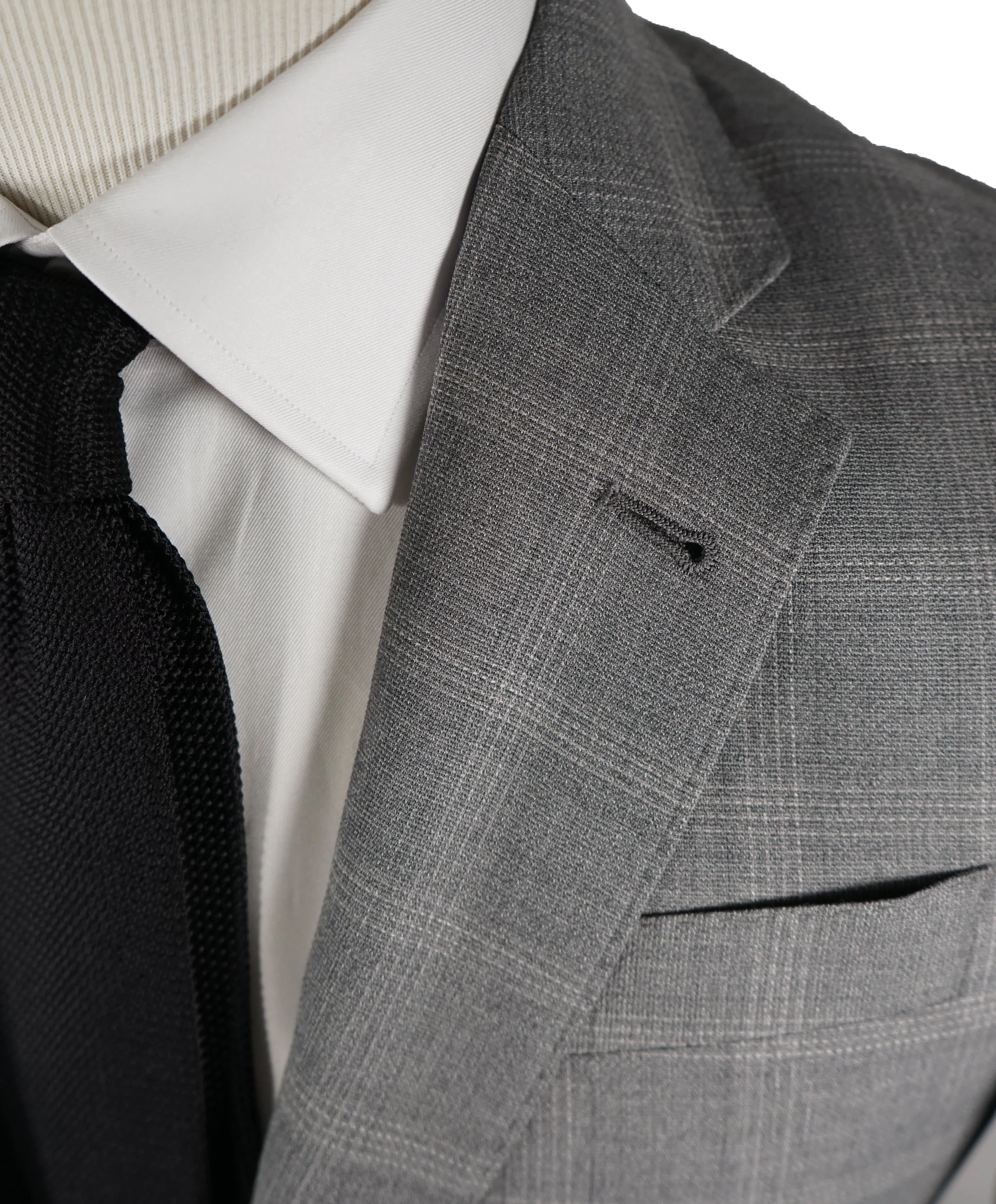 ARMANI COLLEZIONI -Textured Gray Plaid Check “G Line” Wool Suit - 40R