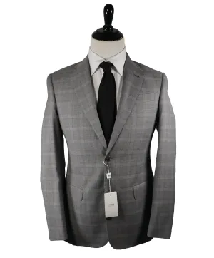 ARMANI COLLEZIONI -Textured Gray Plaid Check “G Line” Wool Suit - 40R