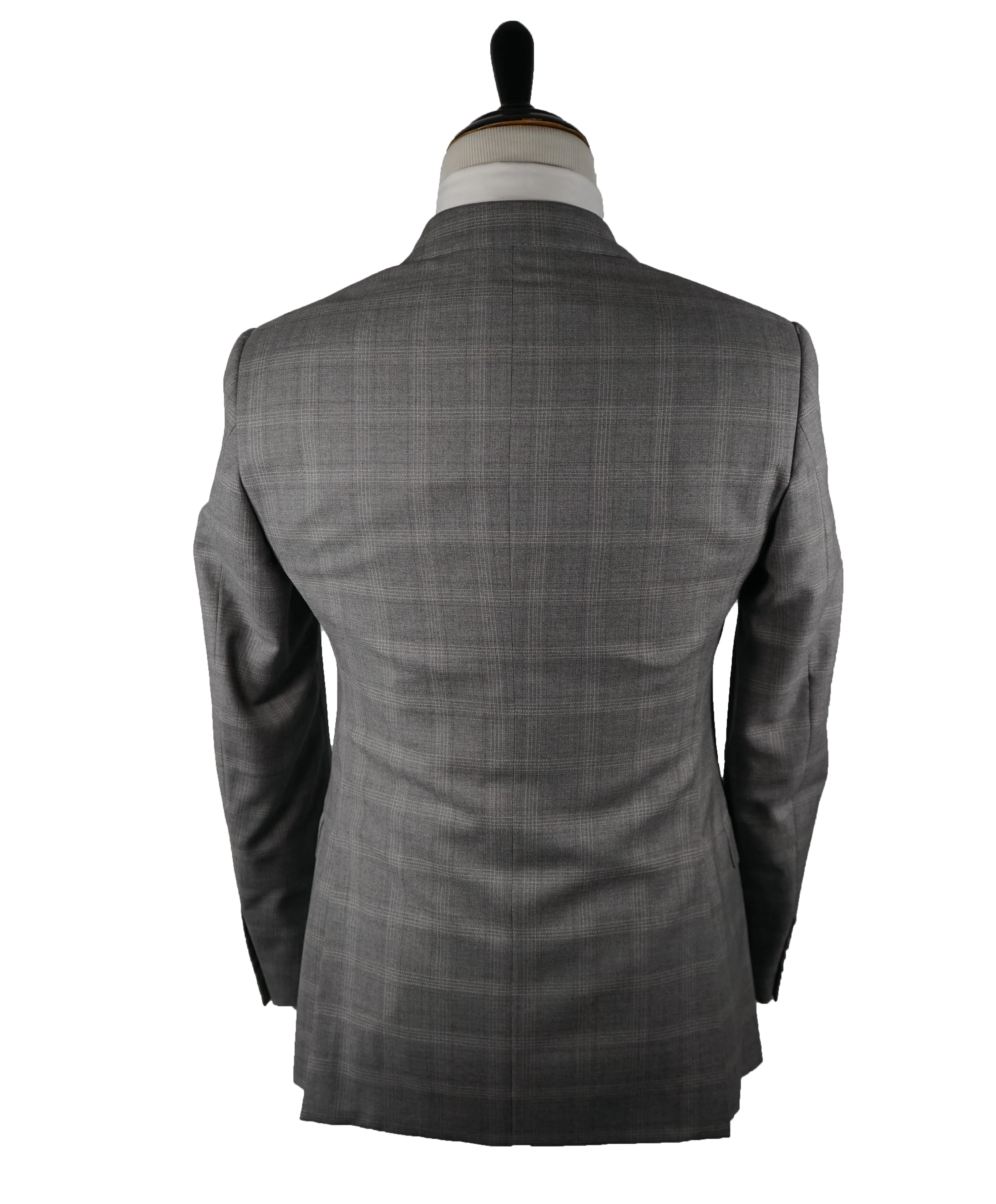 ARMANI COLLEZIONI - Textured Gray Plaid Check “G Line” Wool Suit - 40R