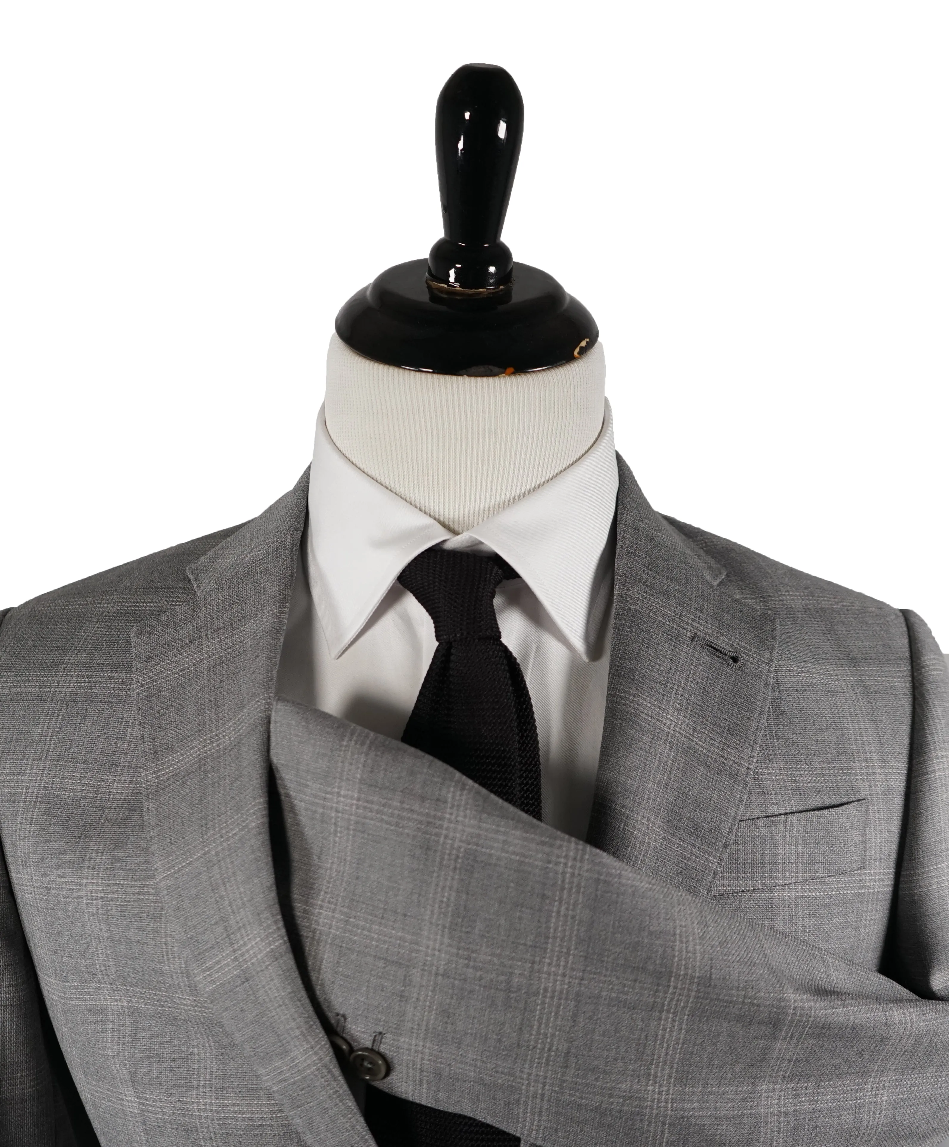 ARMANI COLLEZIONI - Textured Gray Plaid Check “G Line” Wool Suit - 40R