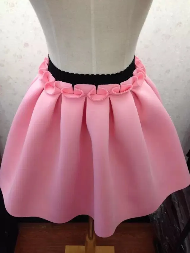 Autumn skirt Neoprene space cotton elastic force high waist skirts pleated skirt women skirt saia polychromatic casual