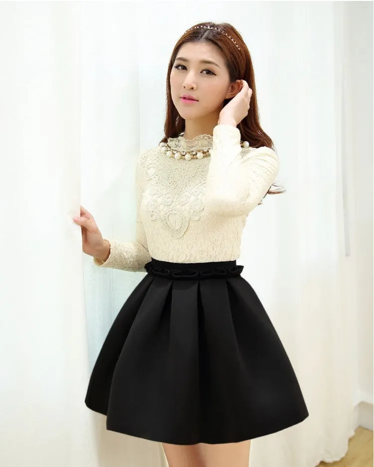 Autumn skirt Neoprene space cotton elastic force high waist skirts pleated skirt women skirt saia polychromatic casual