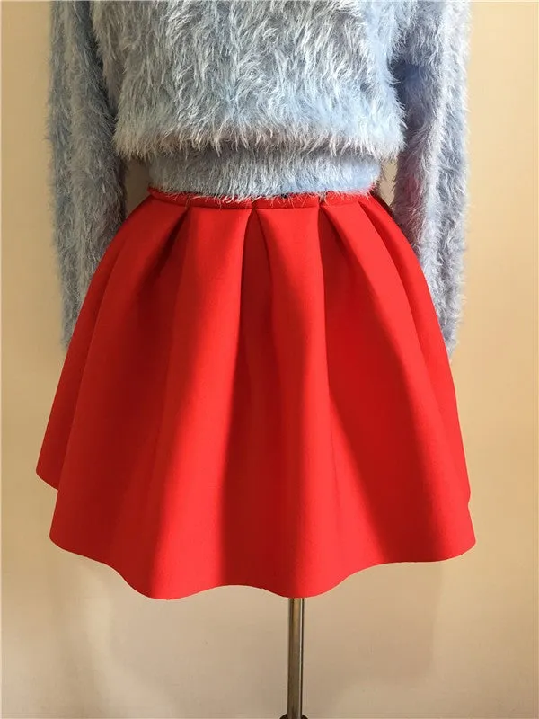 Autumn skirt Neoprene space cotton elastic force high waist skirts pleated skirt women skirt saia polychromatic casual