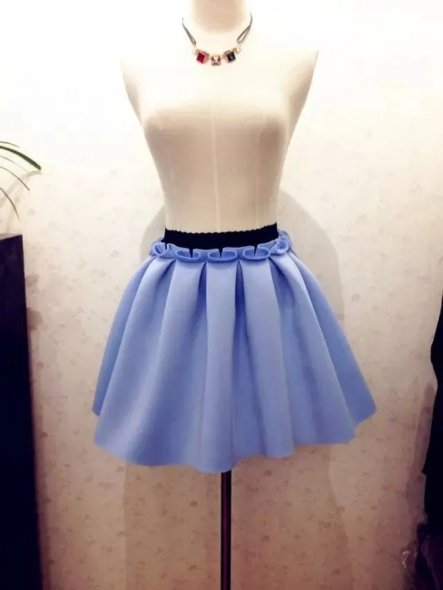Autumn skirt Neoprene space cotton elastic force high waist skirts pleated skirt women skirt saia polychromatic casual