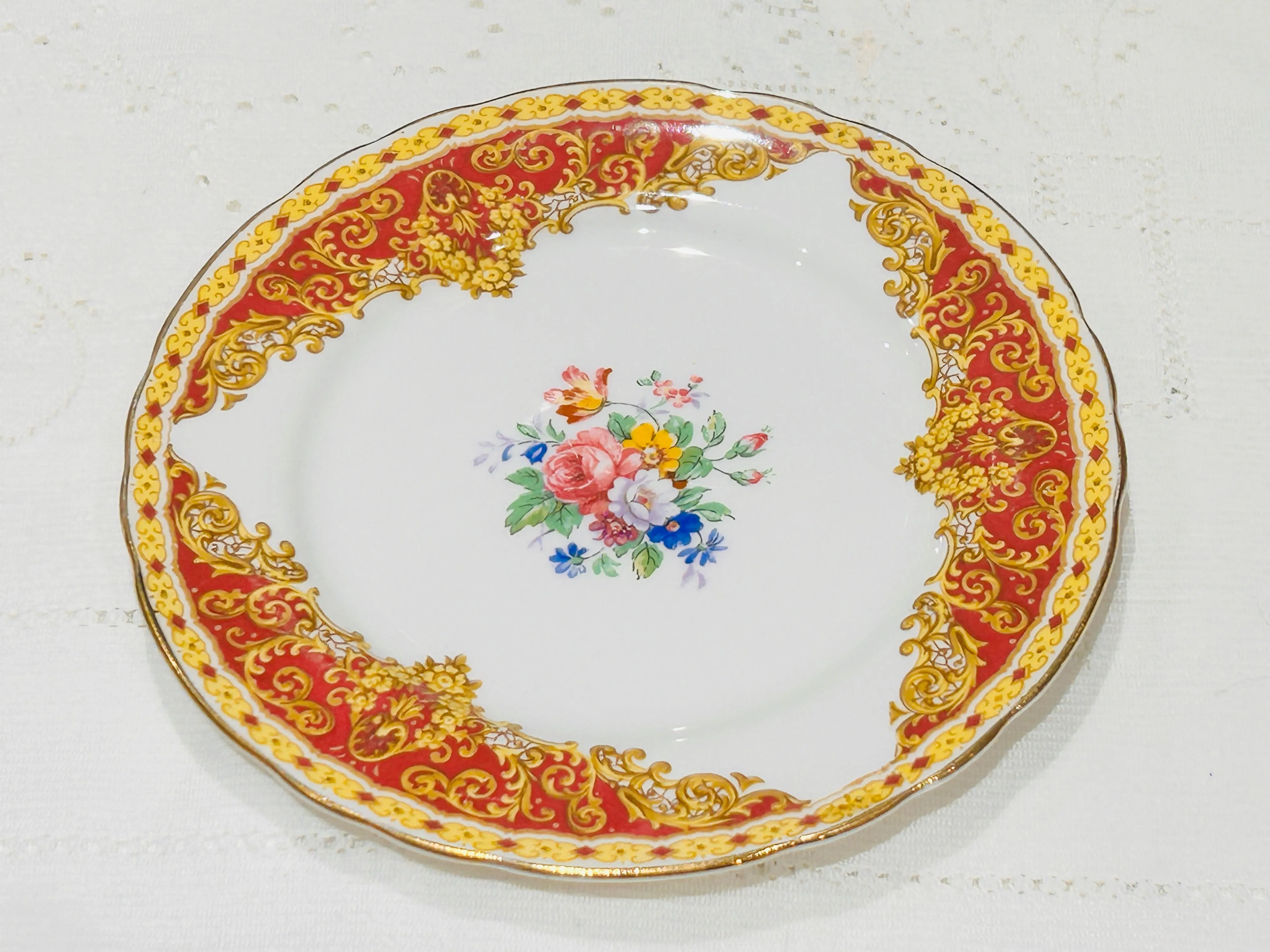 Aynsley English China Vintage Tea Set Replacements Red White flowers