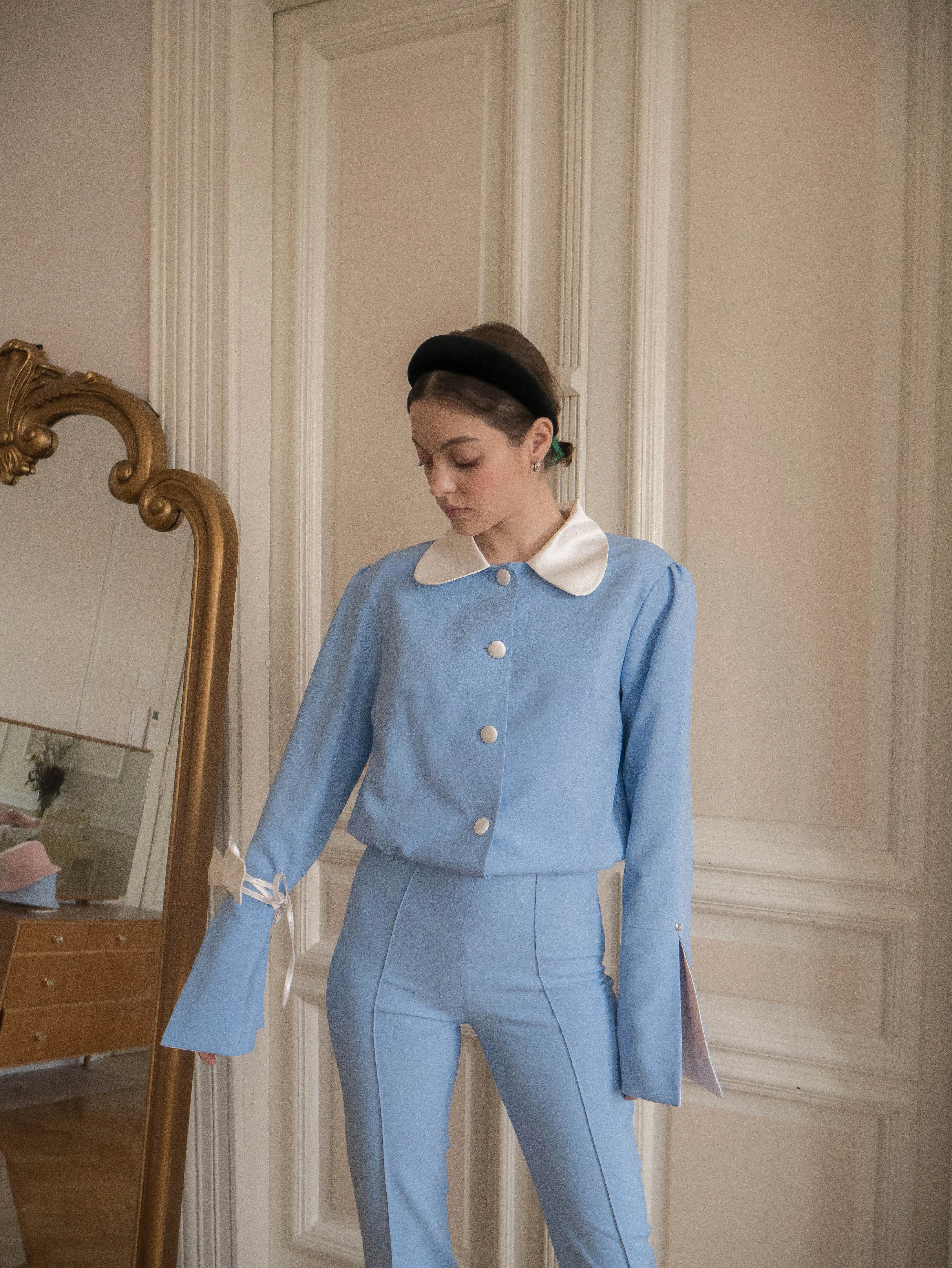 Baby blue bow pants