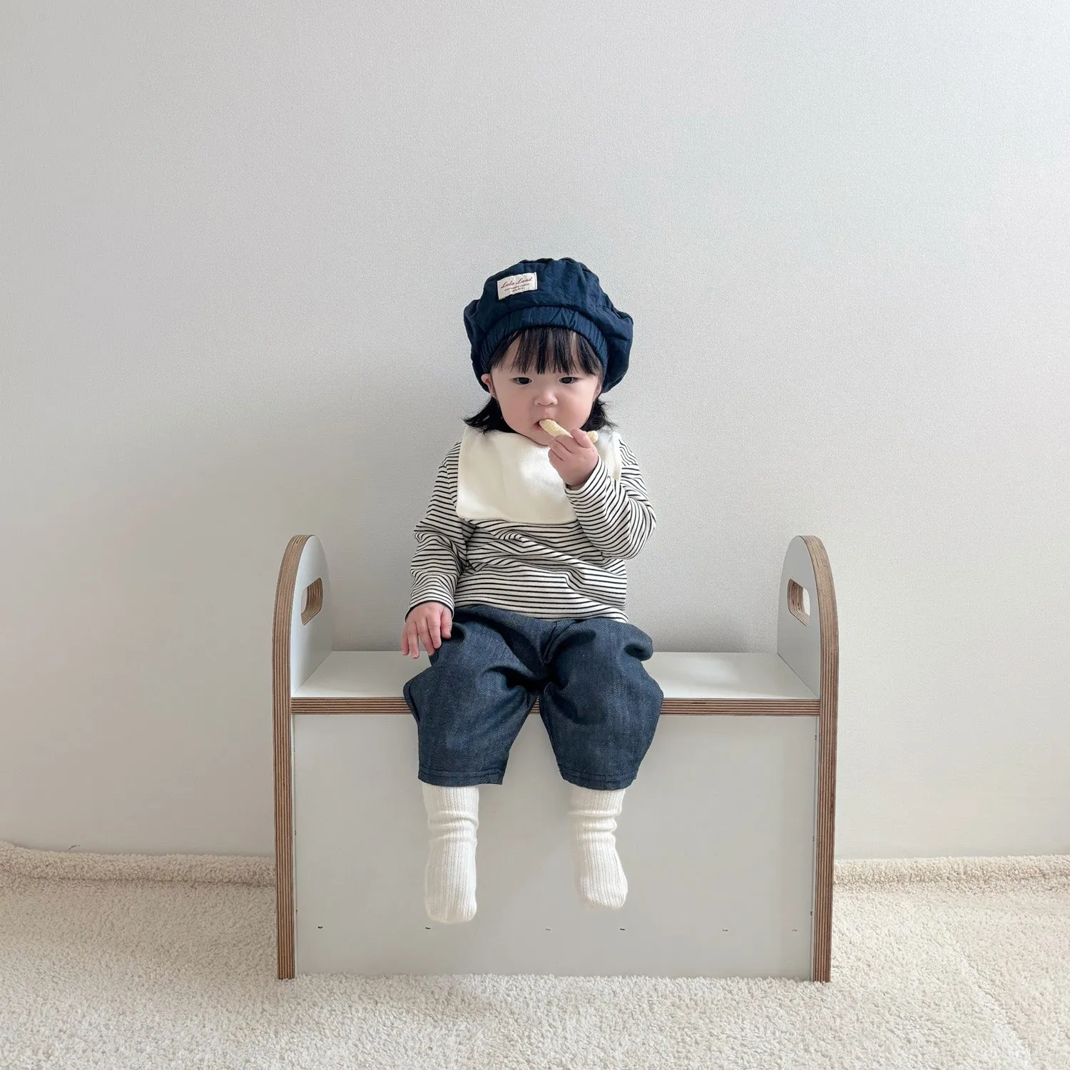 Baby Saint Collar Stripe LS Tee - Black