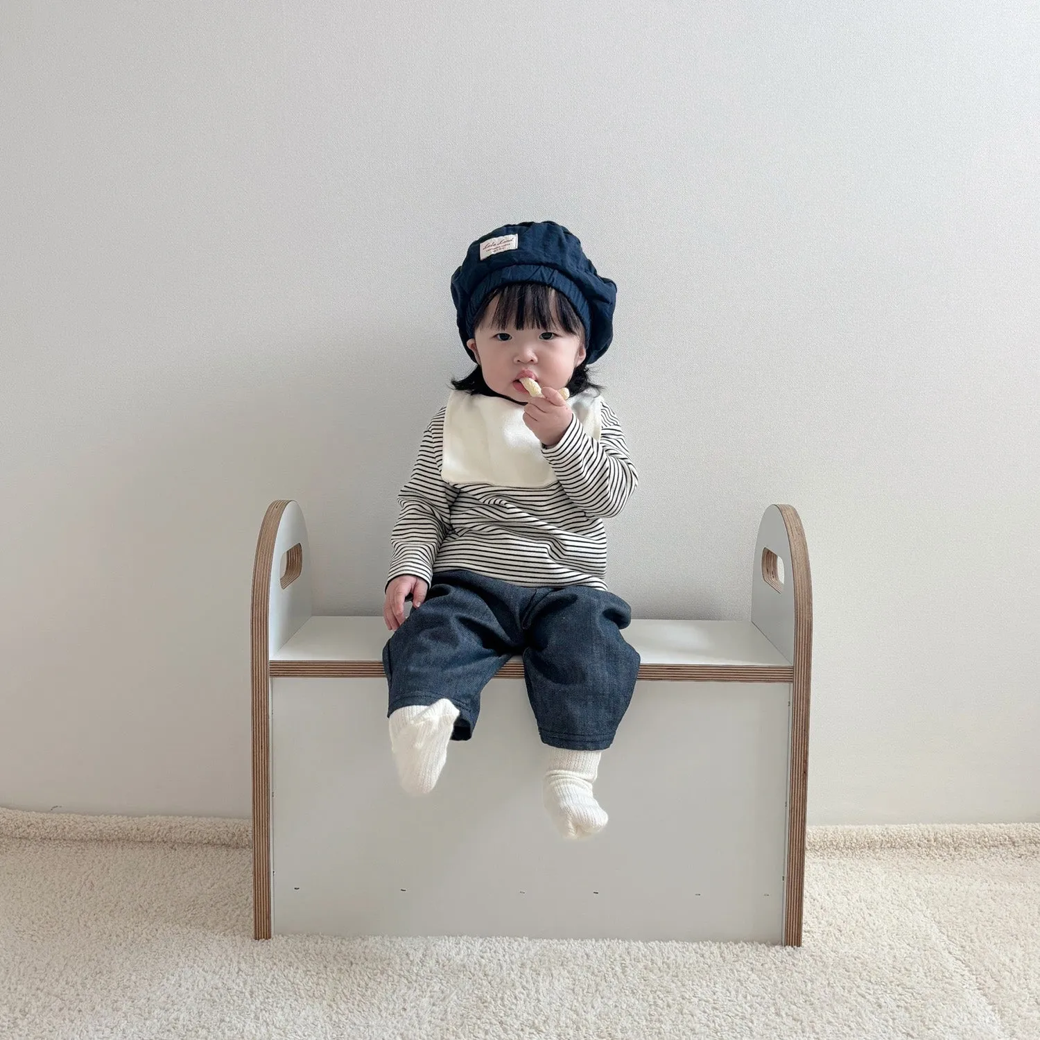 Baby Saint Collar Stripe LS Tee - Black