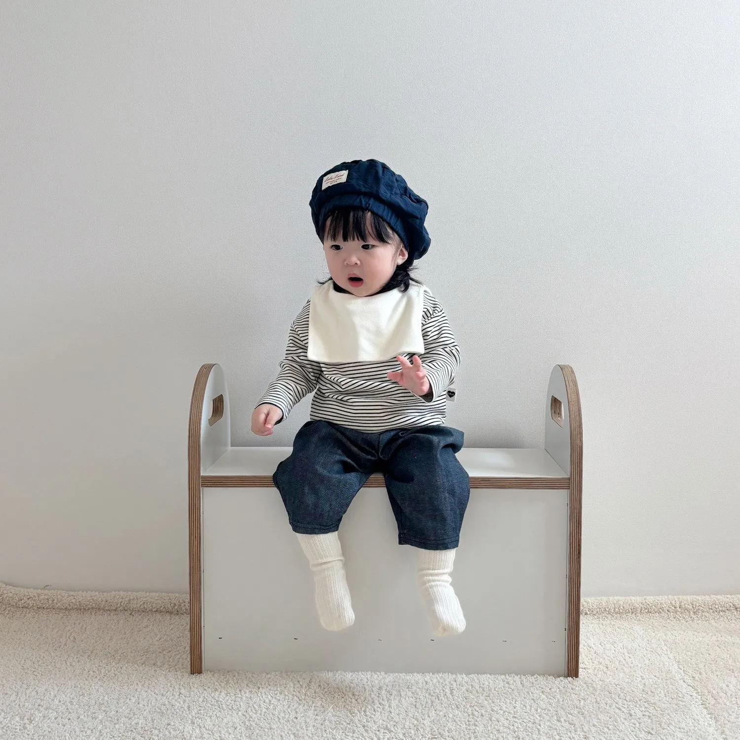 Baby Saint Collar Stripe LS Tee - Black