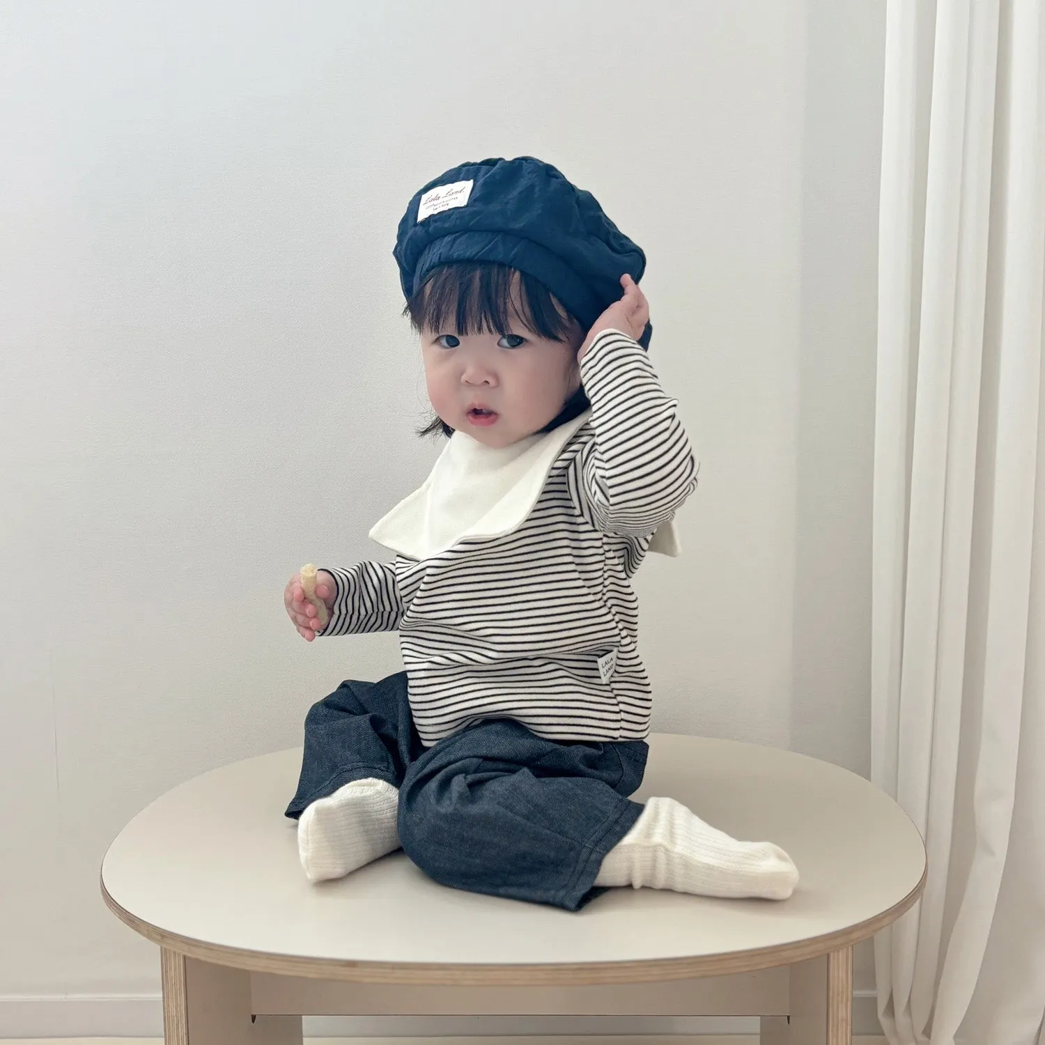 Baby Saint Collar Stripe LS Tee - Black