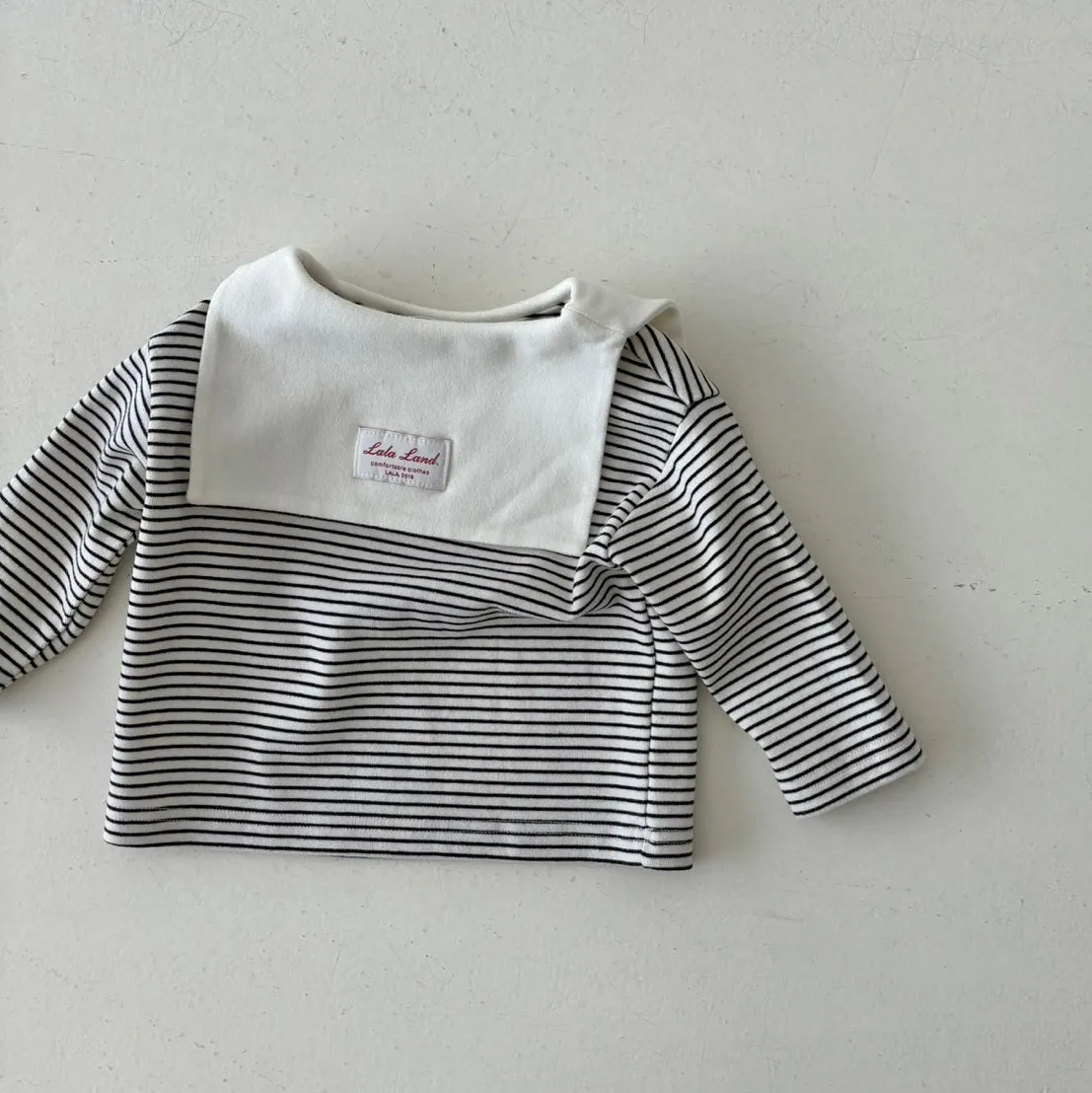Baby Saint Collar Stripe LS Tee - Black