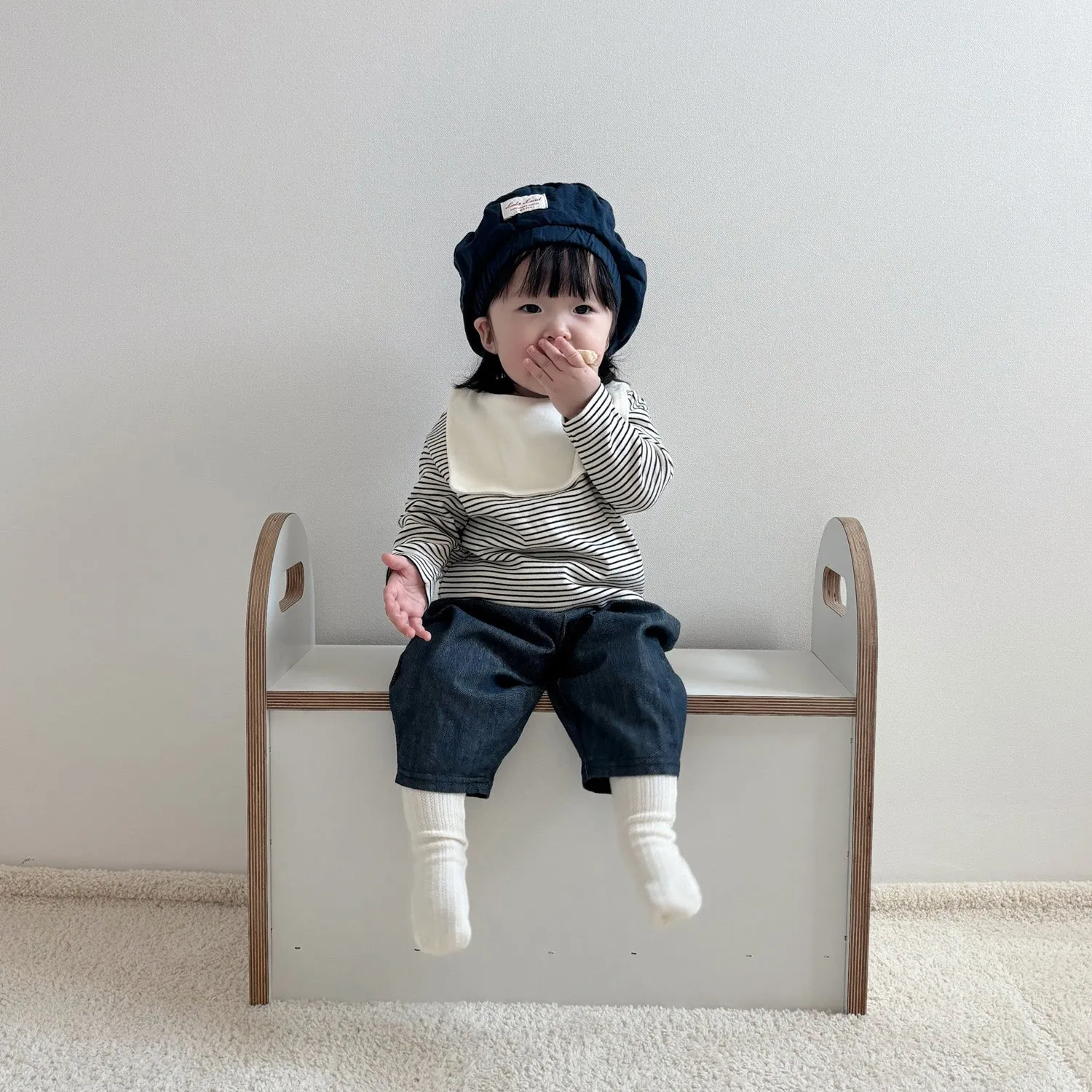 Baby Saint Collar Stripe LS Tee - Black