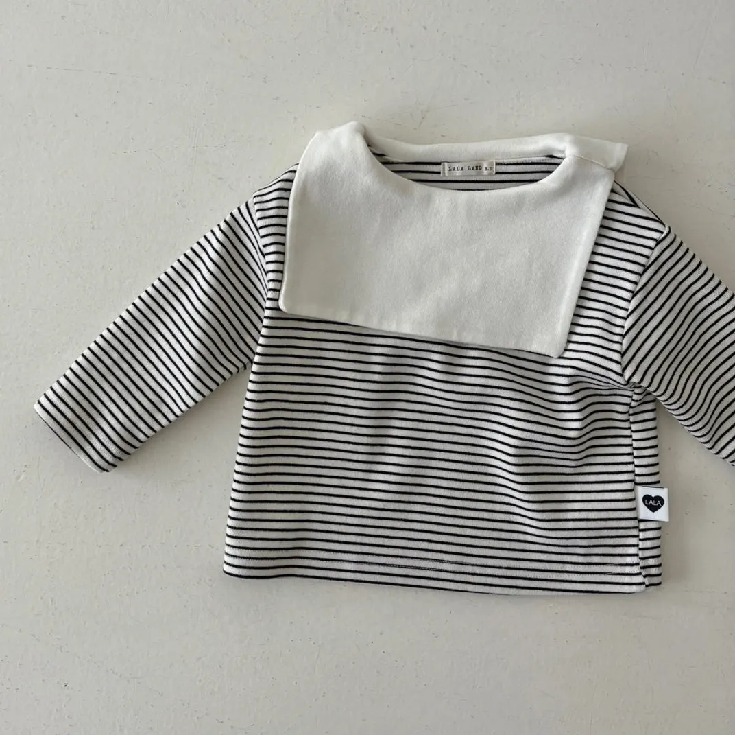 Baby Saint Collar Stripe LS Tee - Black