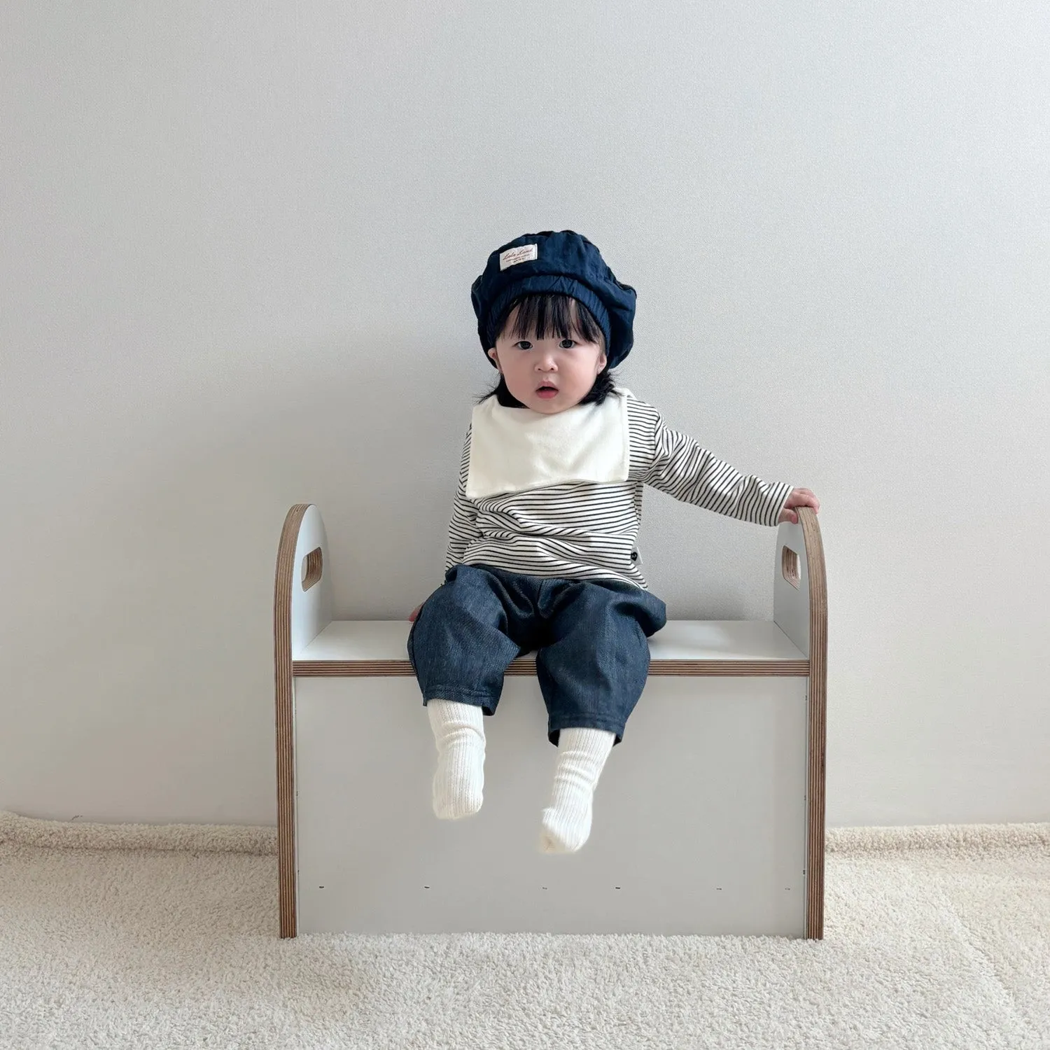 Baby Saint Collar Stripe LS Tee - Black
