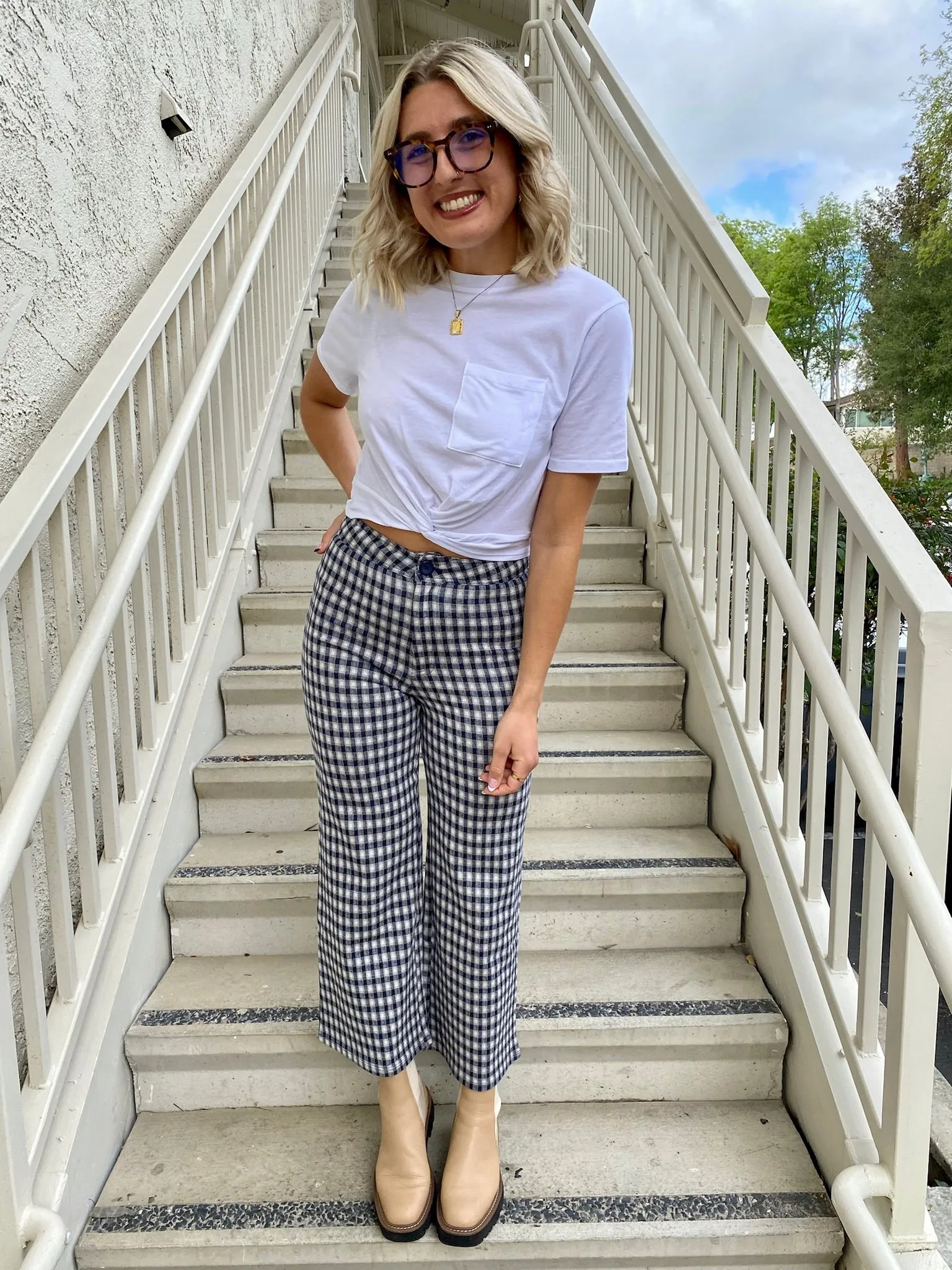 Back in Action Plaid Pants in Navy