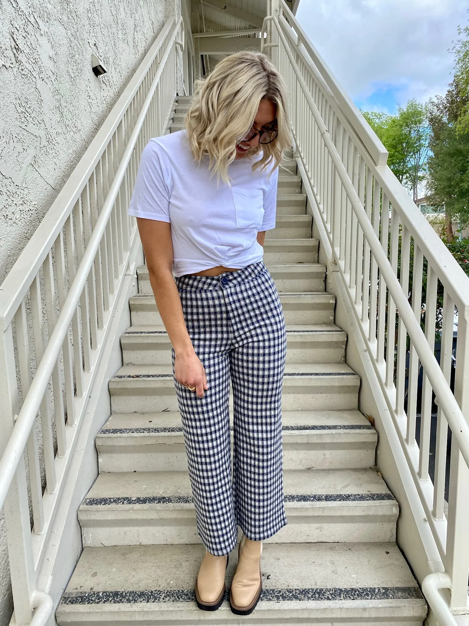 Back in Action Plaid Pants in Navy