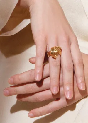 BAR Jewellery Braid Ring | Gold Pleated