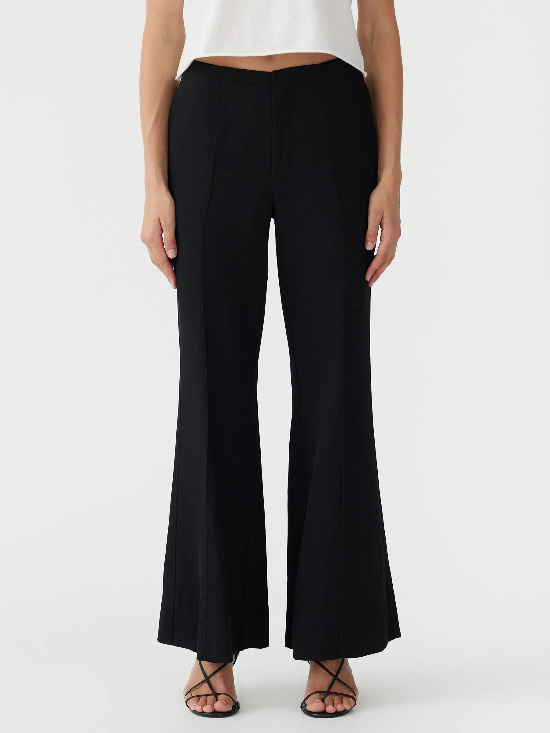 Bassike | Viscose Twill Flared Pant - Black