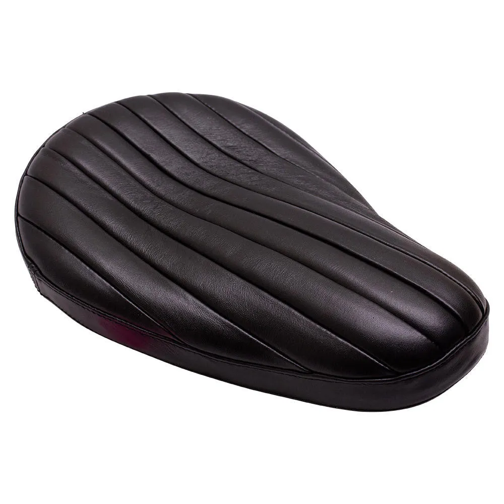 Bates Style Solo Seat - Black Leather - Tuck N Roll