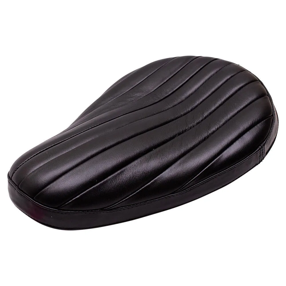 Bates Style Solo Seat - Black Leather - Tuck N Roll