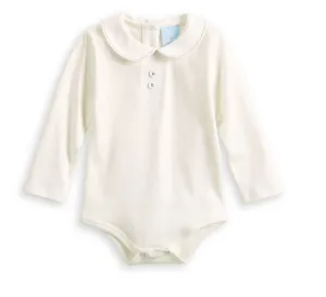 Bella Bliss: Button Front Peter Pan Pima Tee - Blue