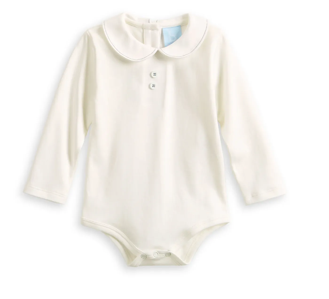 Bella Bliss: Button Front Peter Pan Pima Tee - Blue