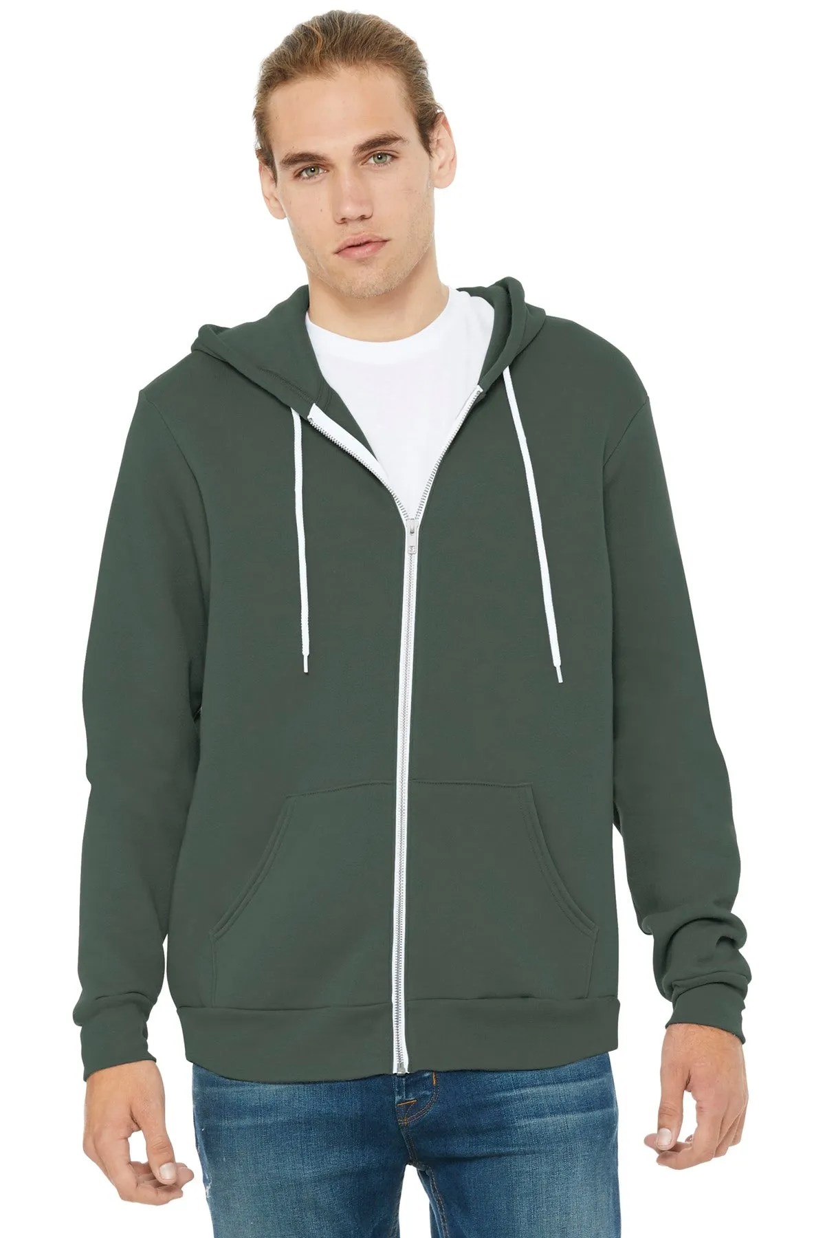 BELLA CANVAS  Unisex Sponge Fleece Full-Zip Hoodie. BC3739 Military Green
