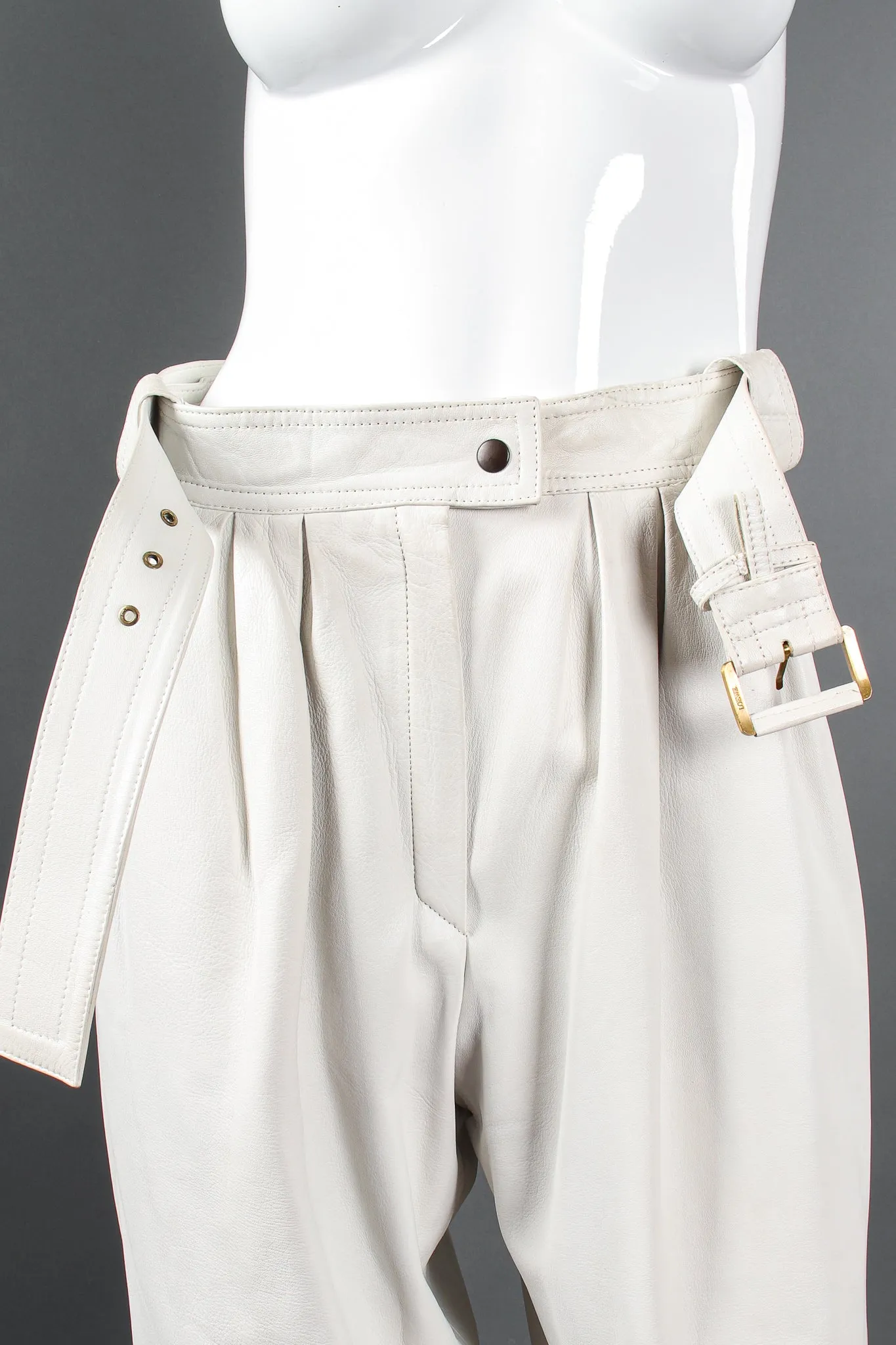 Belted Leather Pleat Pant