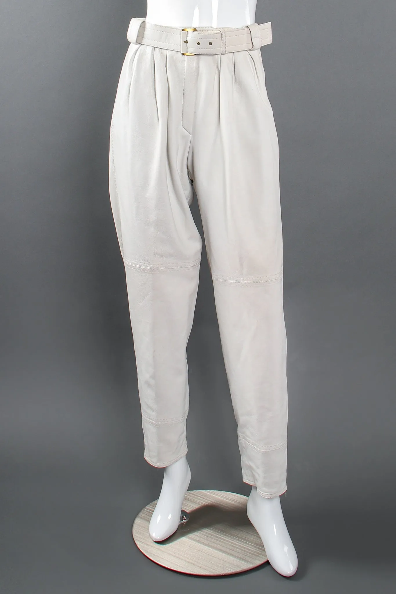 Belted Leather Pleat Pant
