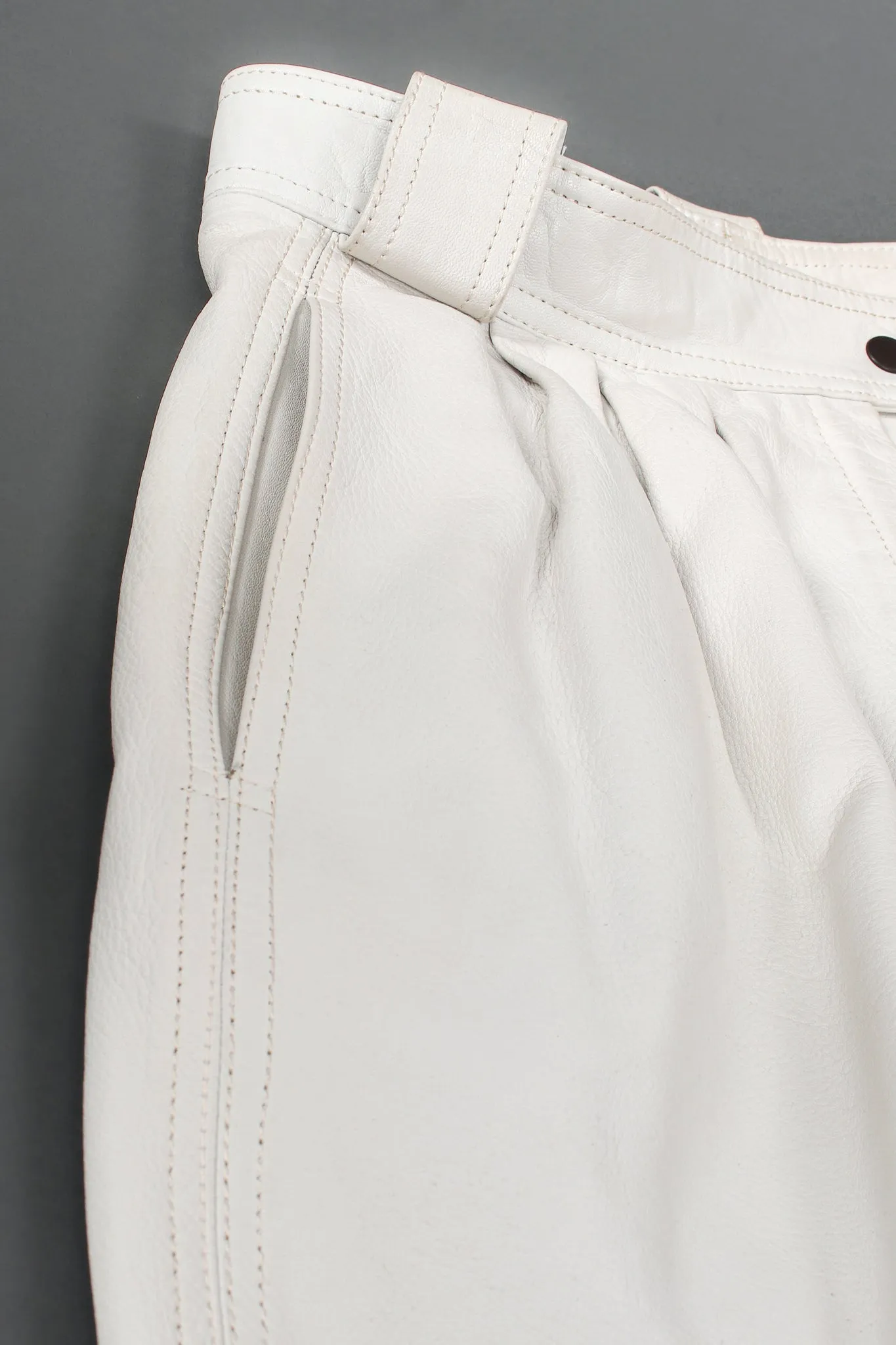 Belted Leather Pleat Pant