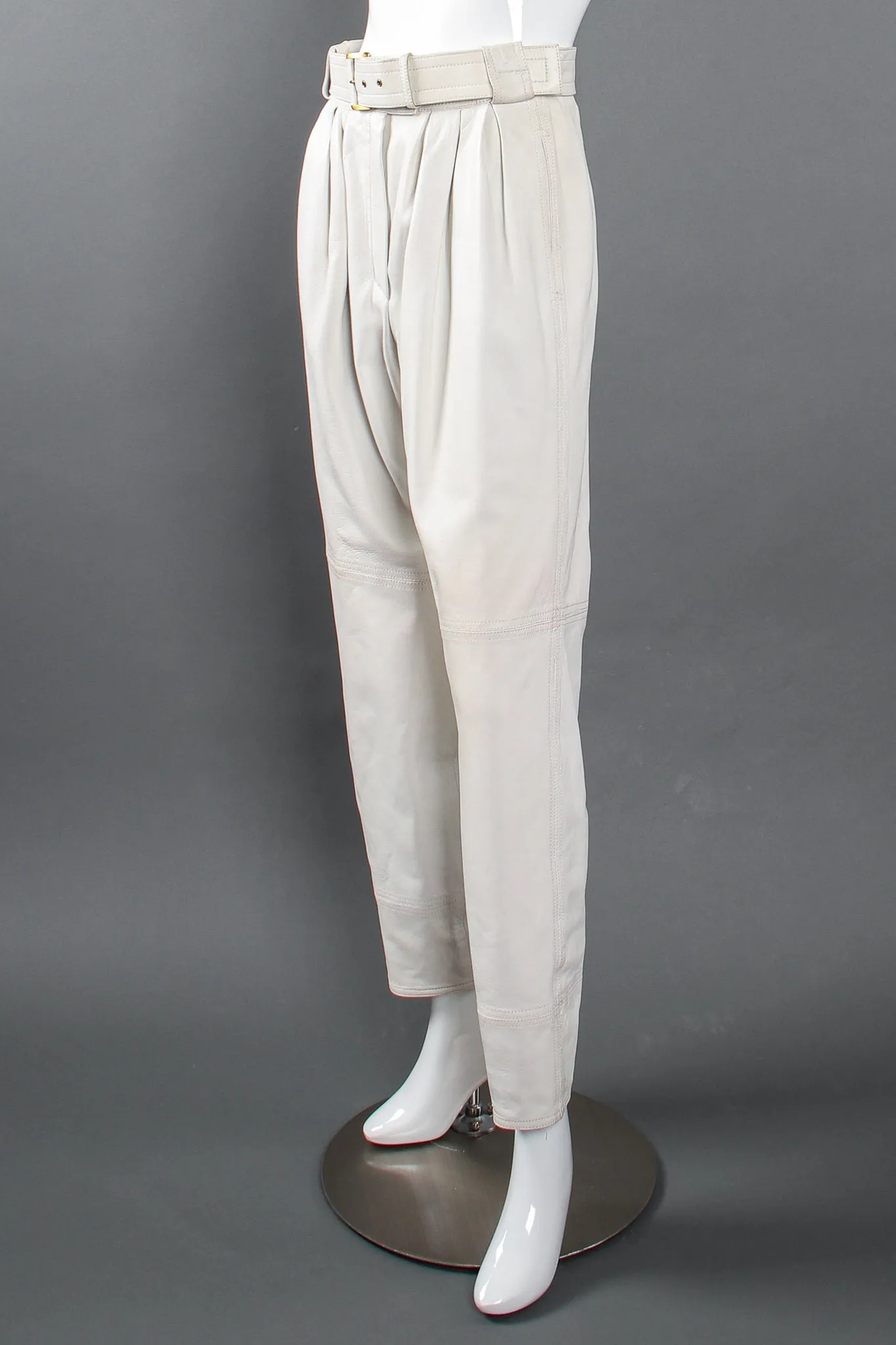 Belted Leather Pleat Pant