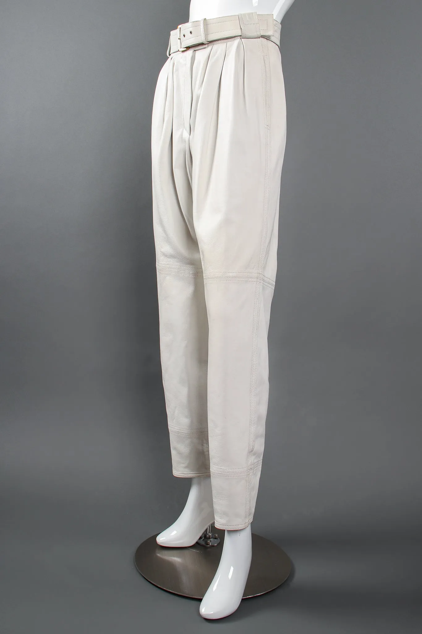 Belted Leather Pleat Pant