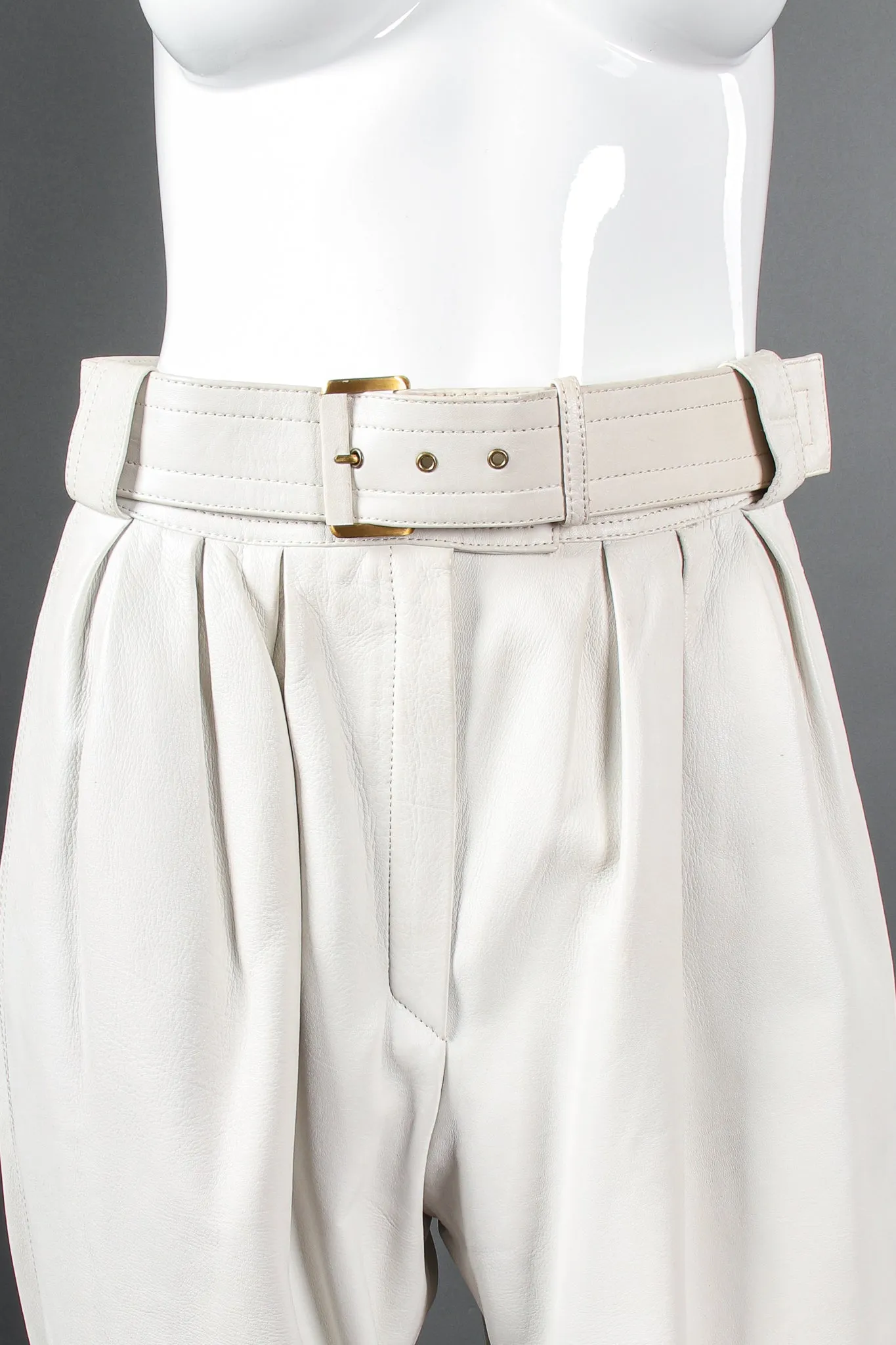 Belted Leather Pleat Pant