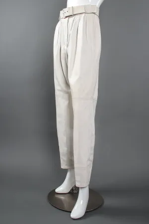 Belted Leather Pleat Pant