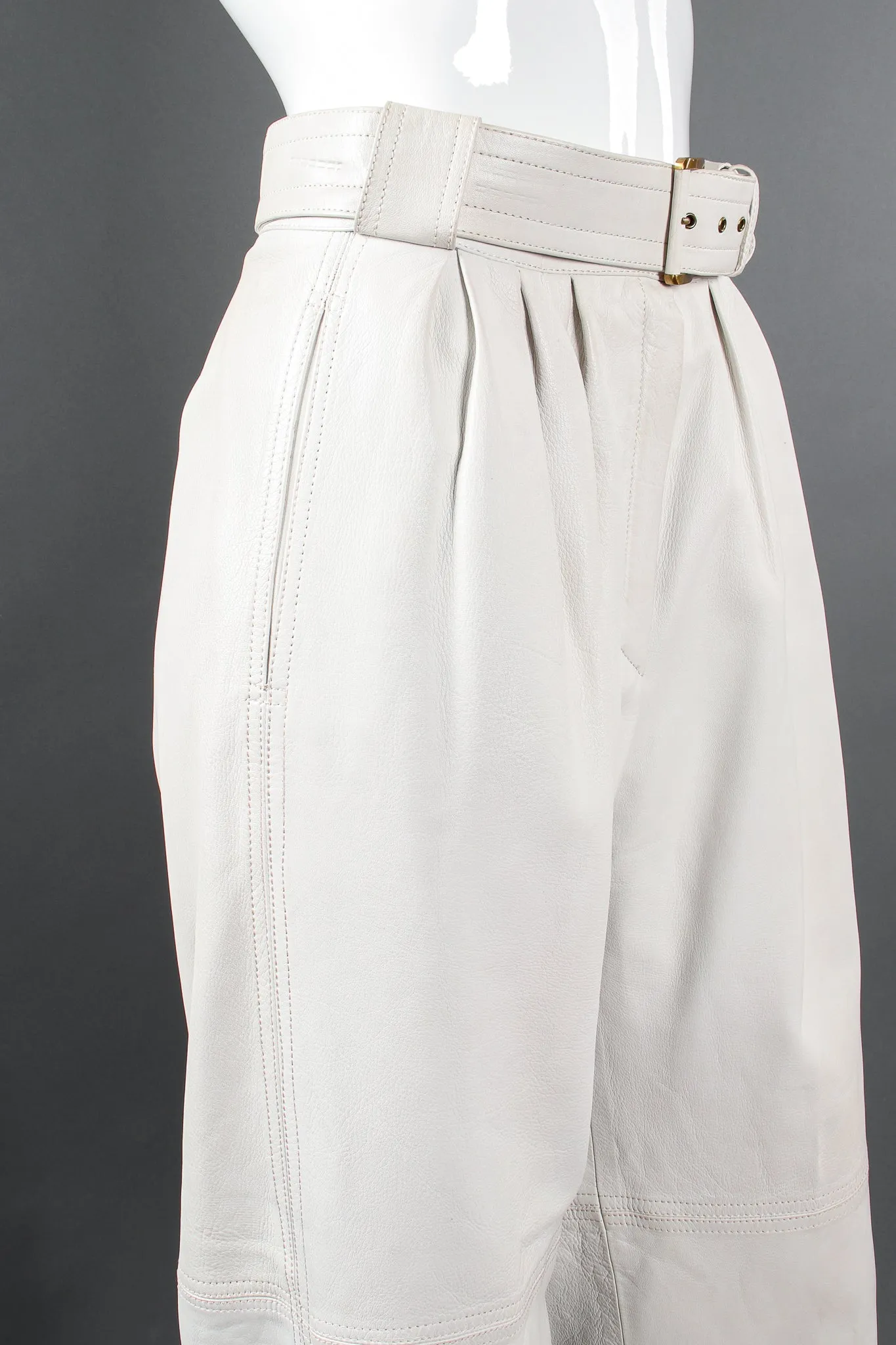 Belted Leather Pleat Pant