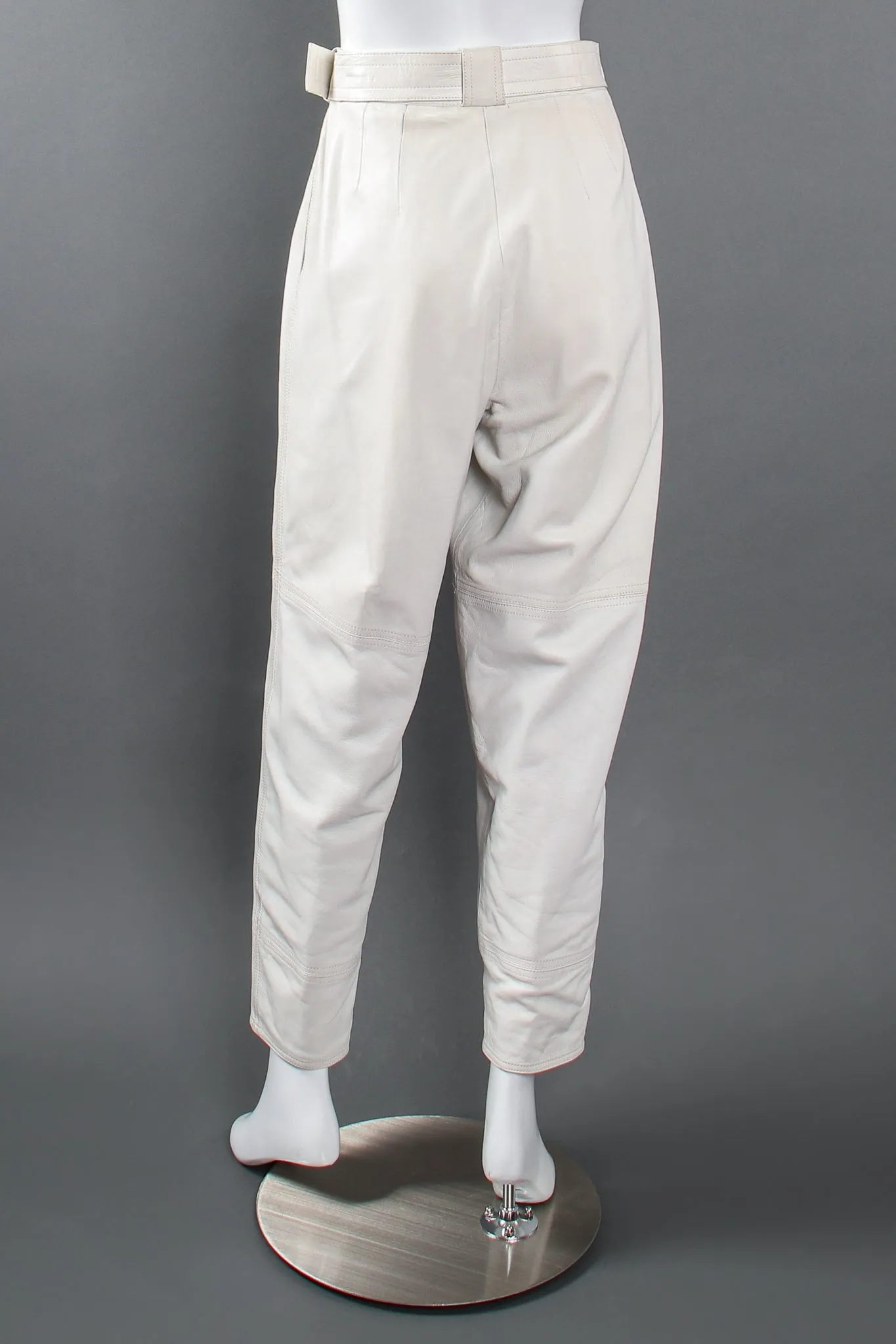 Belted Leather Pleat Pant