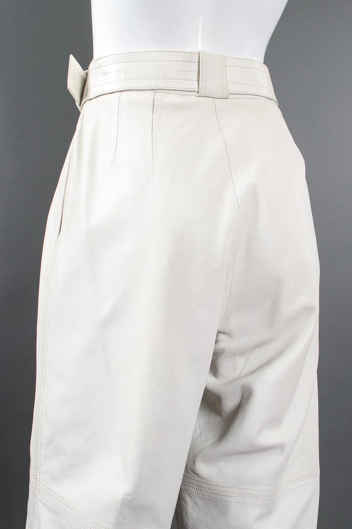 Belted Leather Pleat Pant