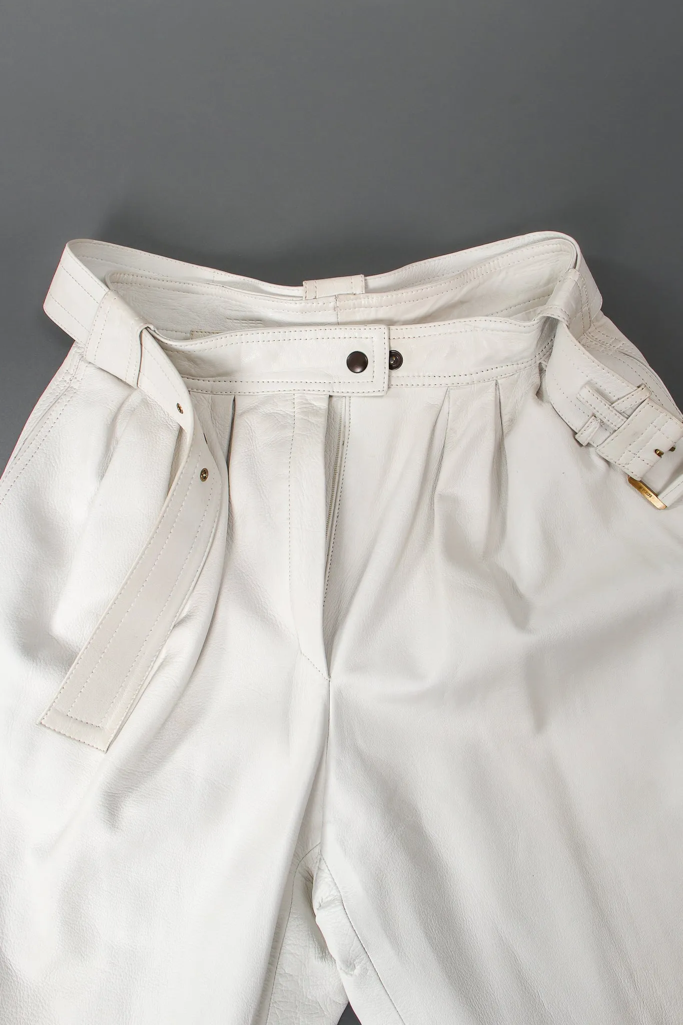 Belted Leather Pleat Pant